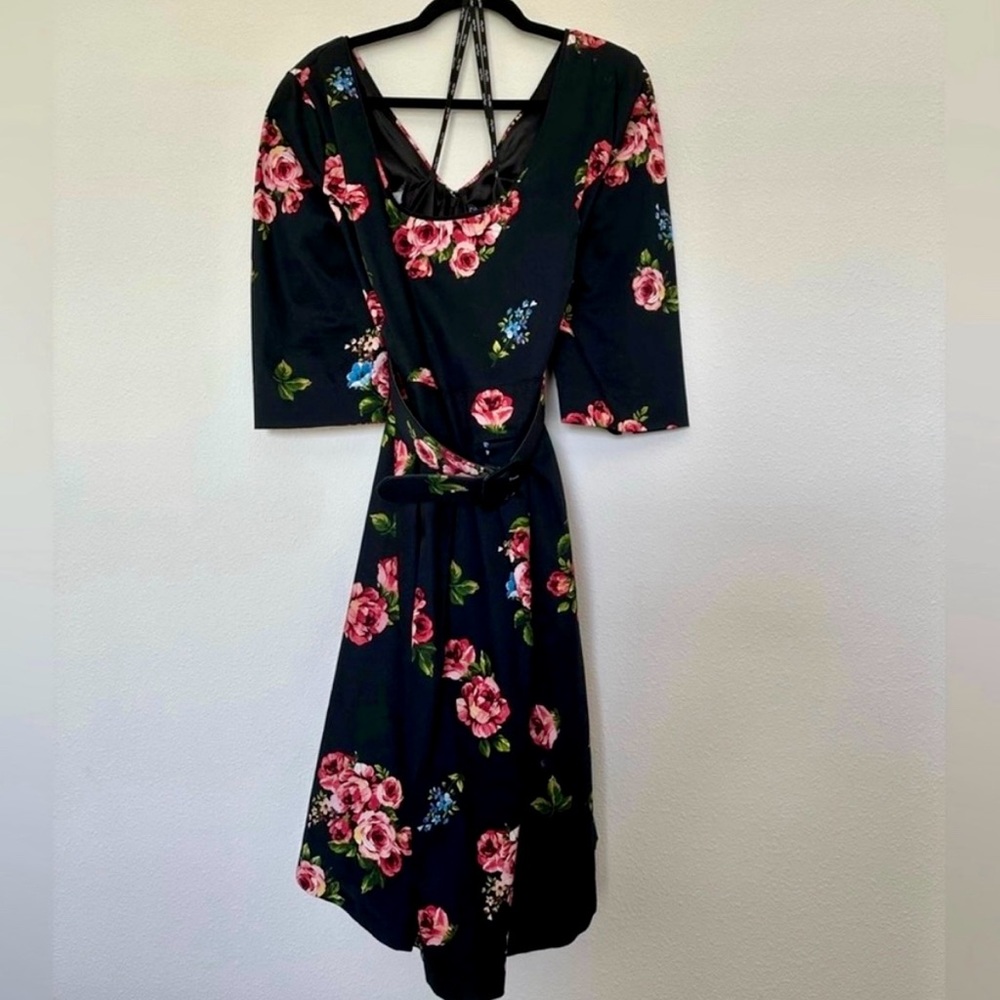 City Chic floral, fit and flare dress with belt